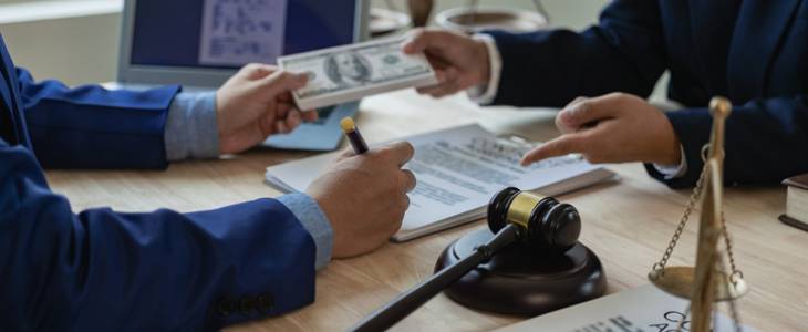 Lawyer receiving debt collection.