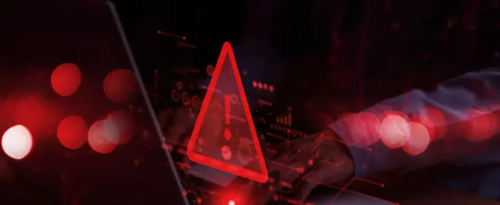 System hacked warning alert on notebook (Laptop). Cyber attack on computer network, Virus, Spyware, Malware or Malicious software. Cyber security and cybercrime. Compromised information internet.